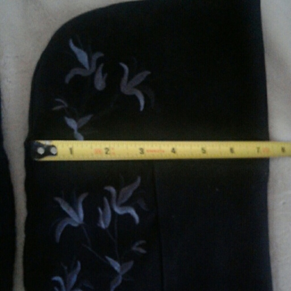 Sexy Knee High Boots Black Flower Embroidery Claire Womens Size 8.5 - Picture 8 of 16